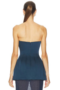 REBECCA VALLANCE Elivera Corset Top in navy - women's blouse - alternate view