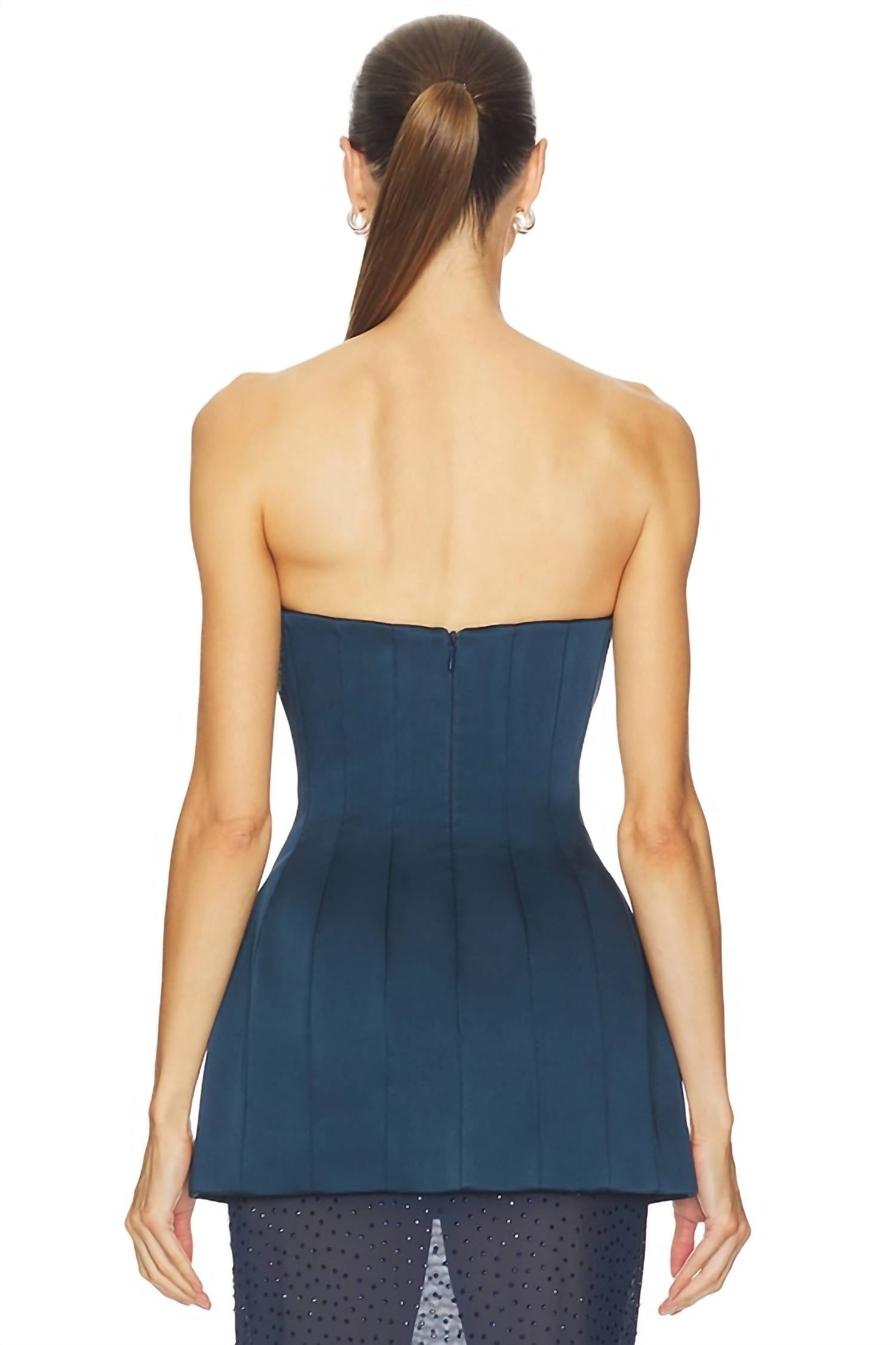 REBECCA VALLANCE Elivera Corset Top in navy - women's blouse - alternate view