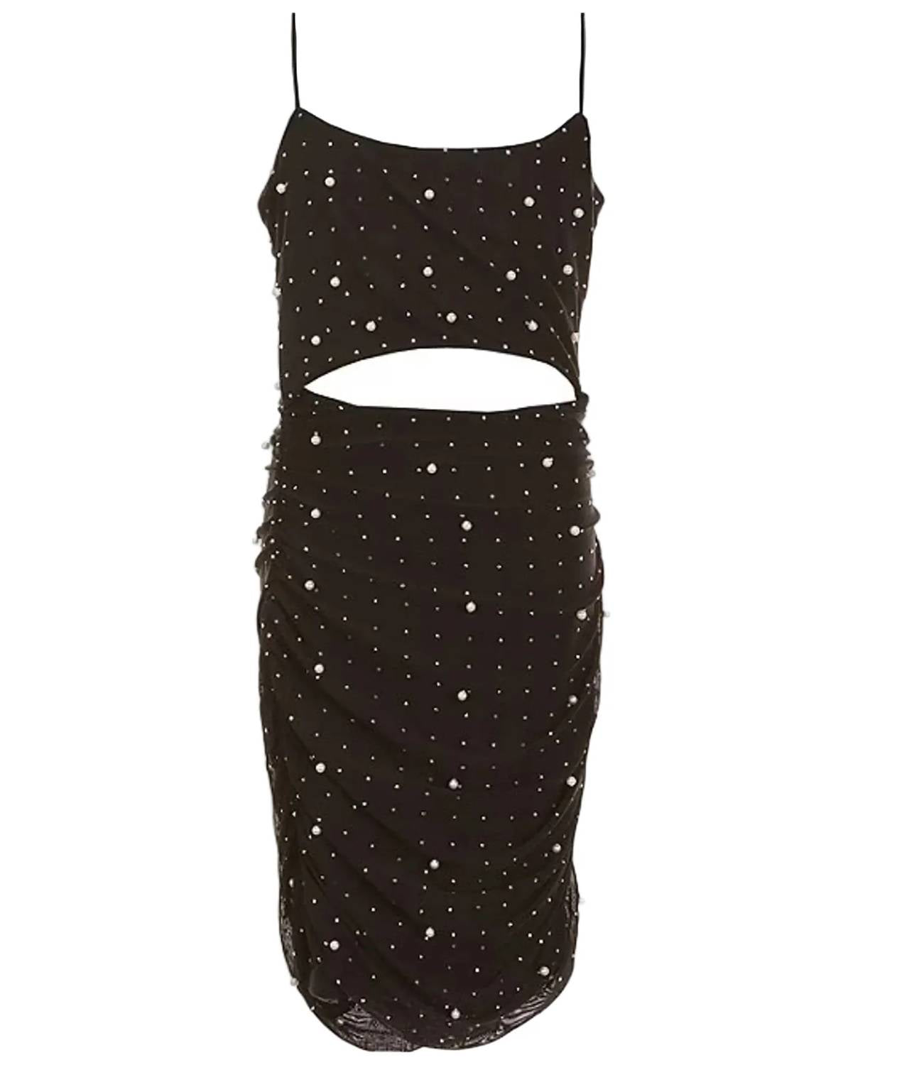 Theme - Maddison Pearl And Stud Mesh Cut Out Dress