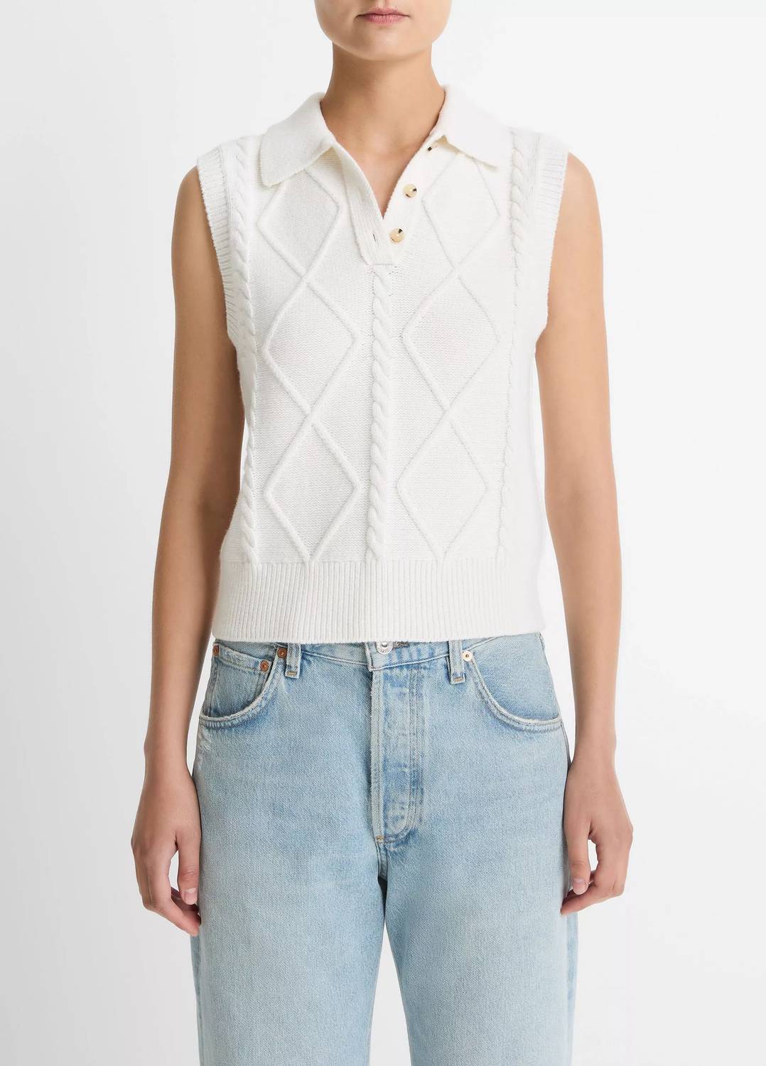 Vince - Cable-knit Wool & Cotton-blend Sweater Vest