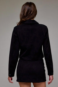 Hidden - Suede Shrunken Button-up Shirt