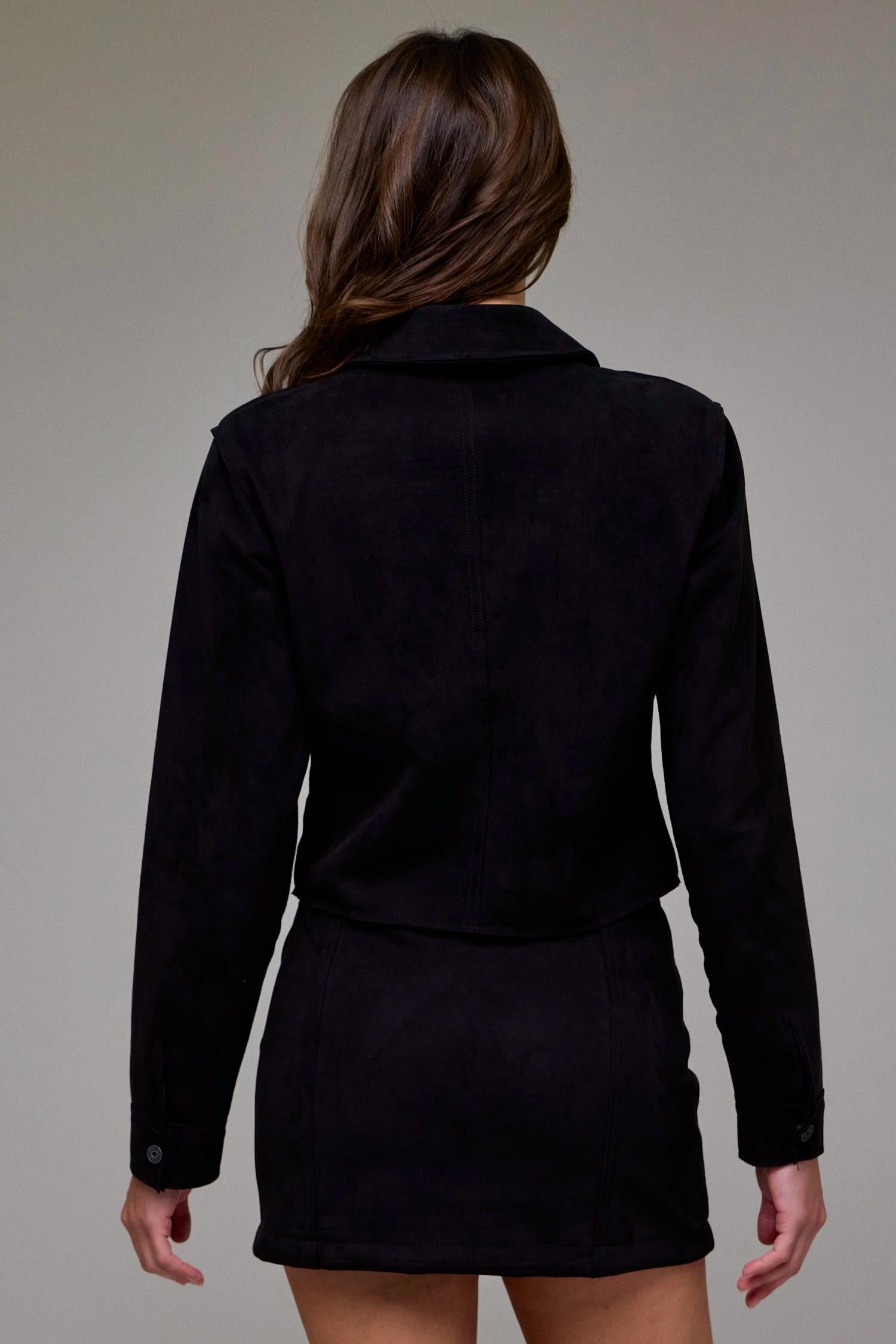 Hidden - Suede Shrunken Button-up Shirt