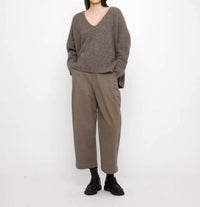 7115 by SZEKI Chunky V-neck Sweater in umber - women's sweater - alternate view