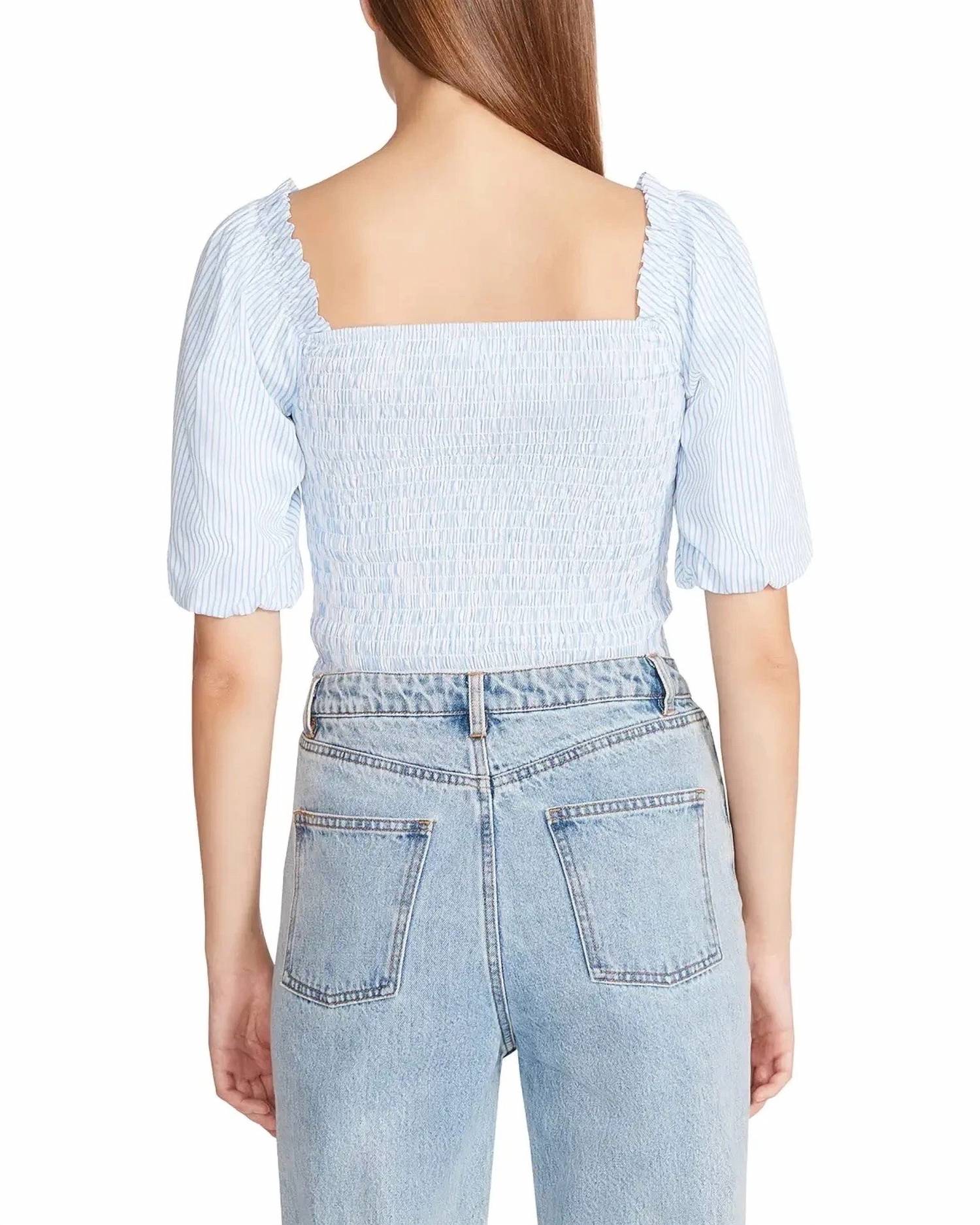 STEVE MADDEN Susana Top in blue stripe - women's blouse - detail view