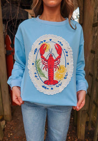 Peach Love - Lemon And Lace Lobster Crewneck Sweatshirt