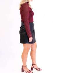 Skies Are Blue - Embelished Mock Neck Mesh Top