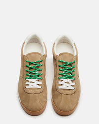 STEVE MADDEN Women's Mirage Suede Lace-up Sneaker in sand - women's sneaker - detail view