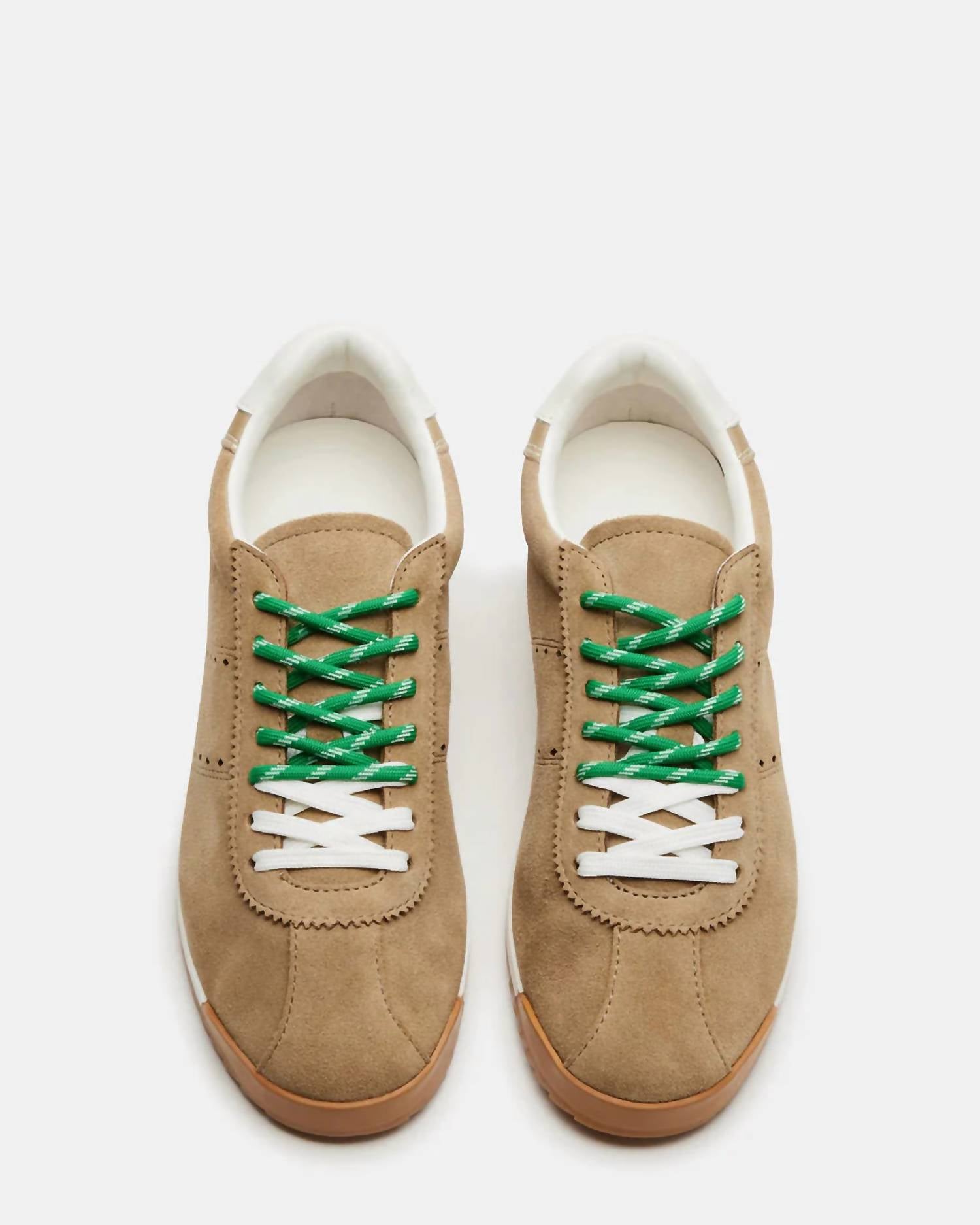 STEVE MADDEN Women's Mirage Suede Lace-up Sneaker in sand - women's sneaker - detail view
