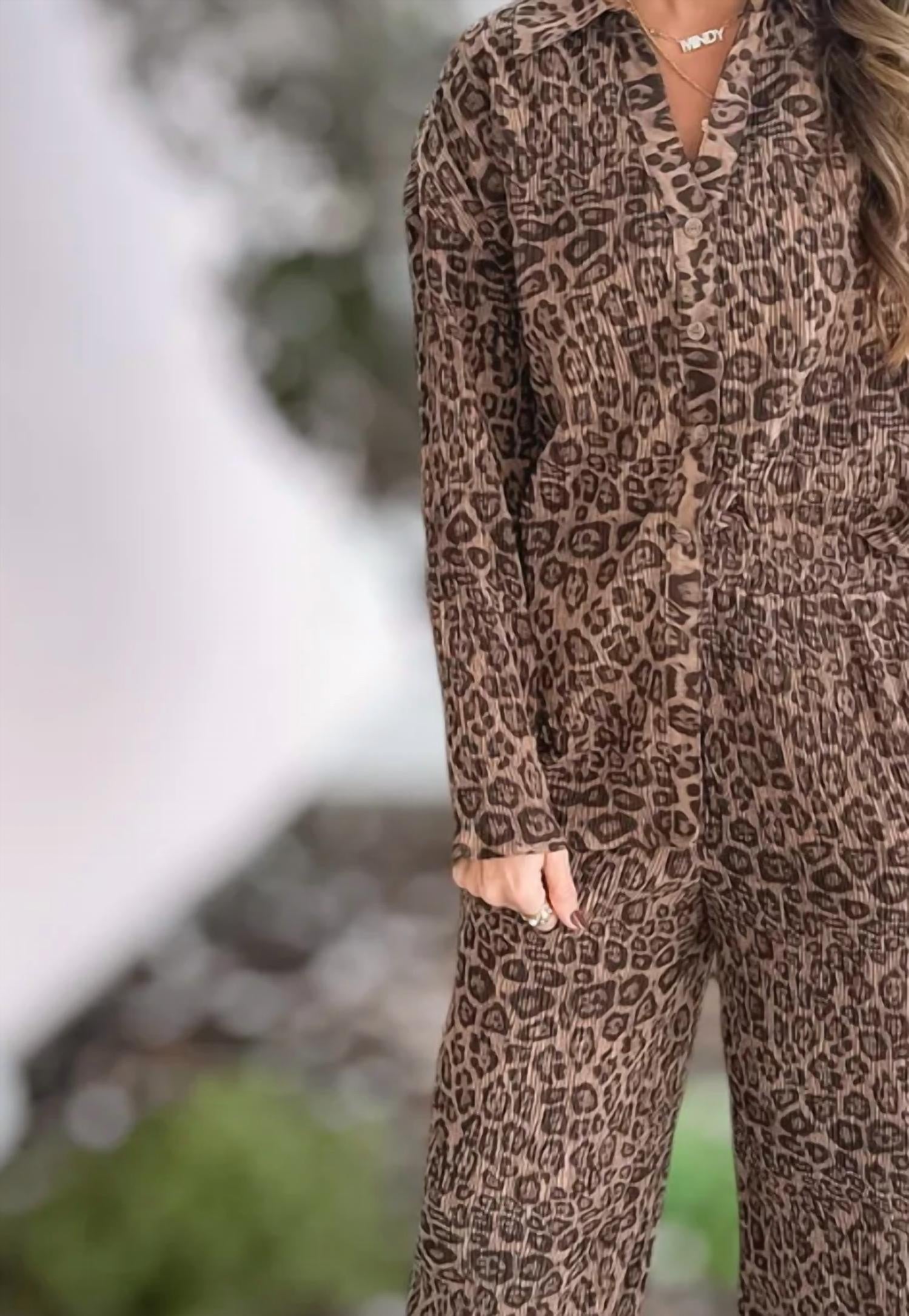 Very J - Wild Two Piece Long Sleeve Pant Set