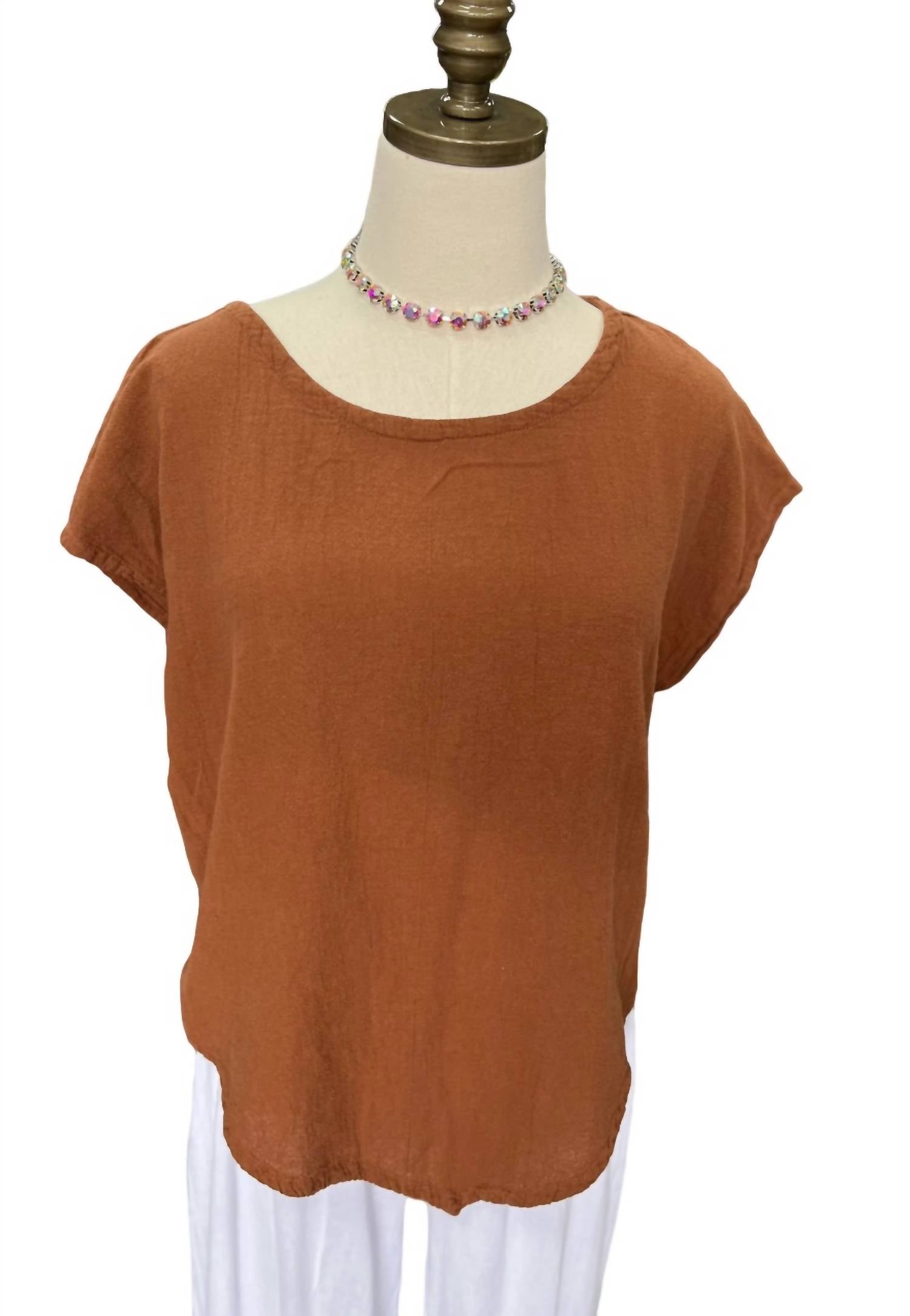 Oh My Gauze! Grace Top in cinnamon - women's t-shirt