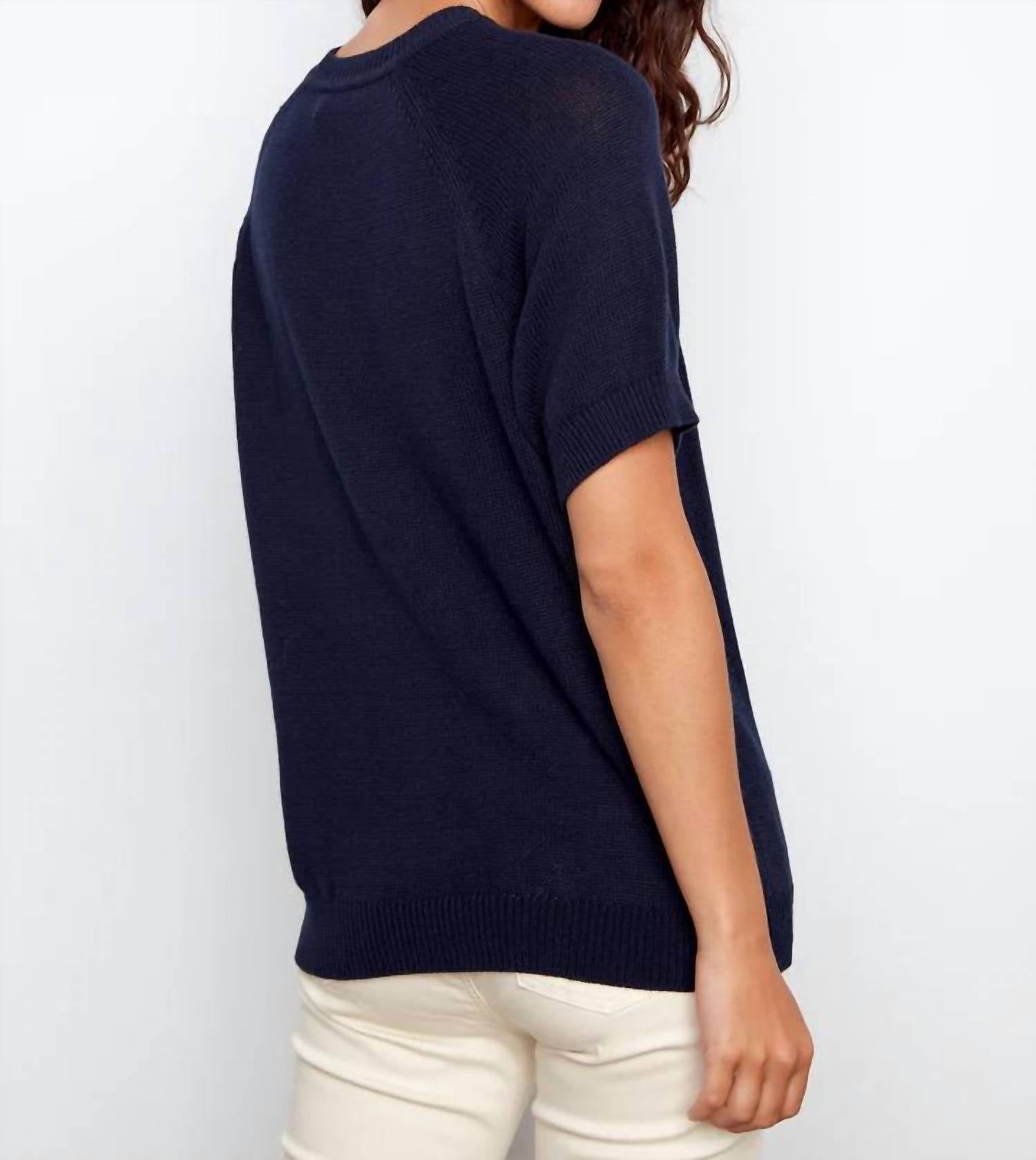 Charlie B - Raglan Short Sleeve Crew Neck Sweater
