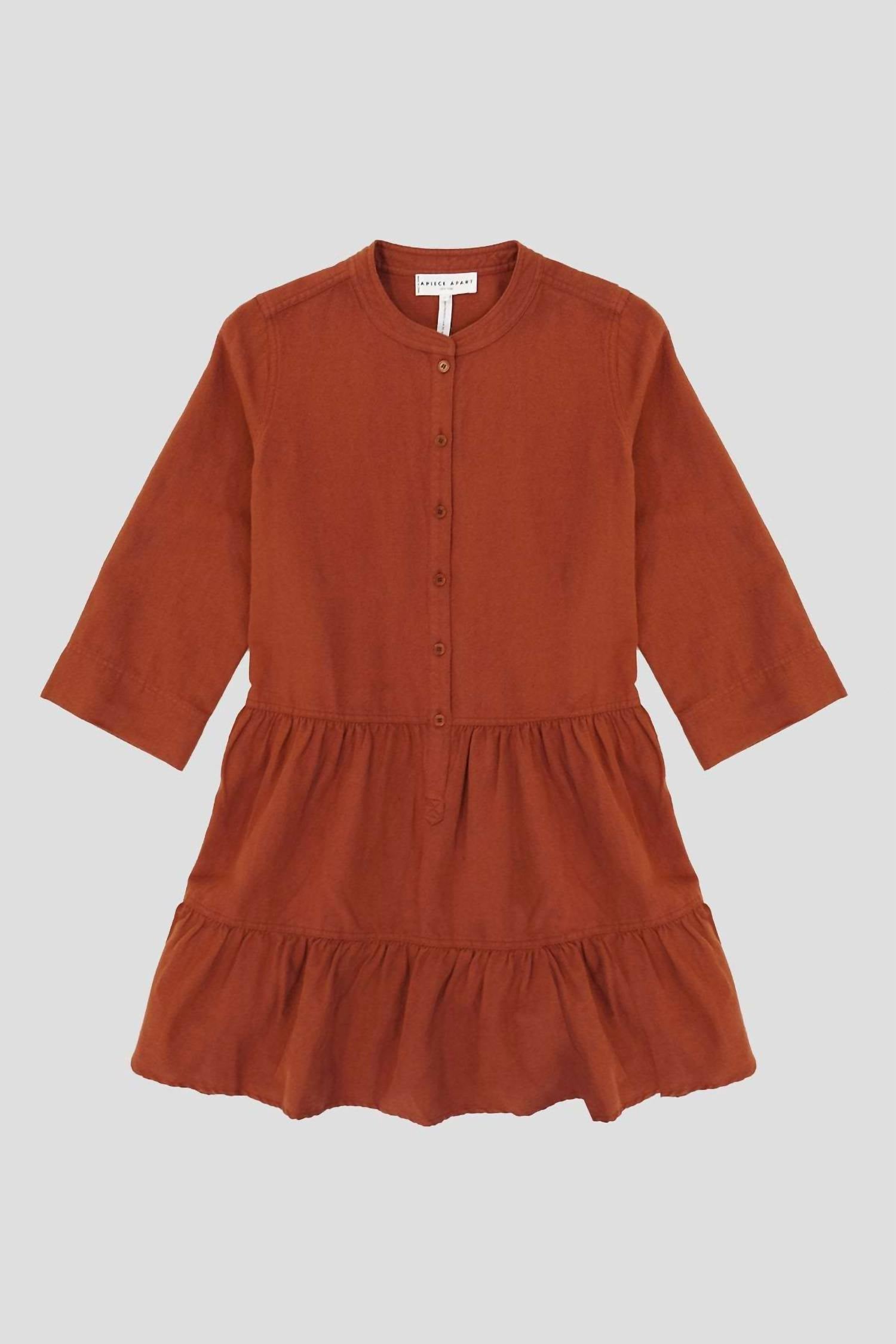 APIECE APART Maurino Mini Dress in chipotle - women's dress - detail view