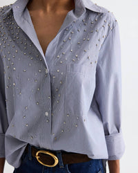 TWP Next Morning Shirt With Crystals in white midnight - women's long sleeve top - view 4