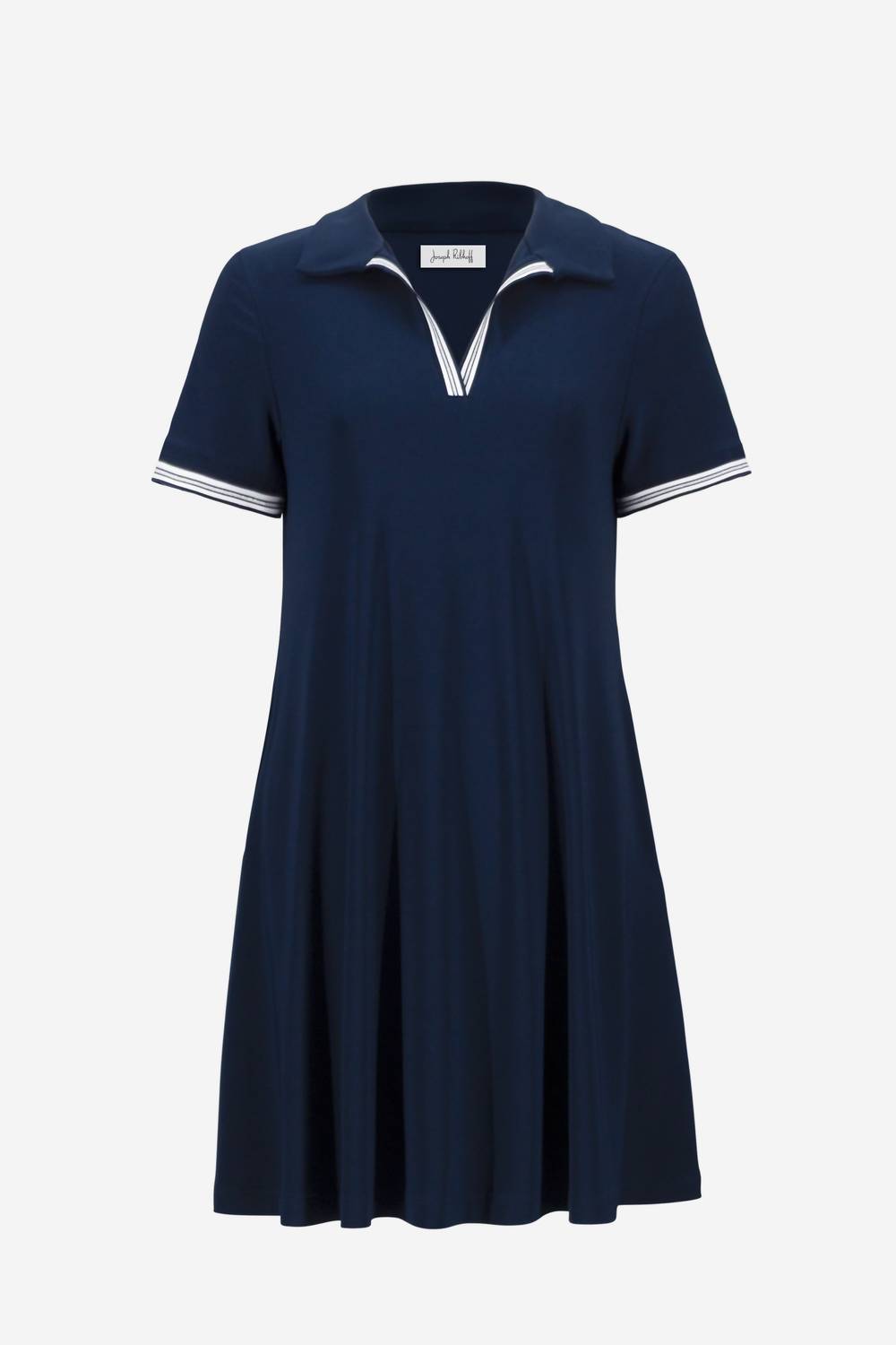 Joseph Ribkoff Silky Knit Trapeze Dress with Polo Collar in indigo - women's dress - view 6