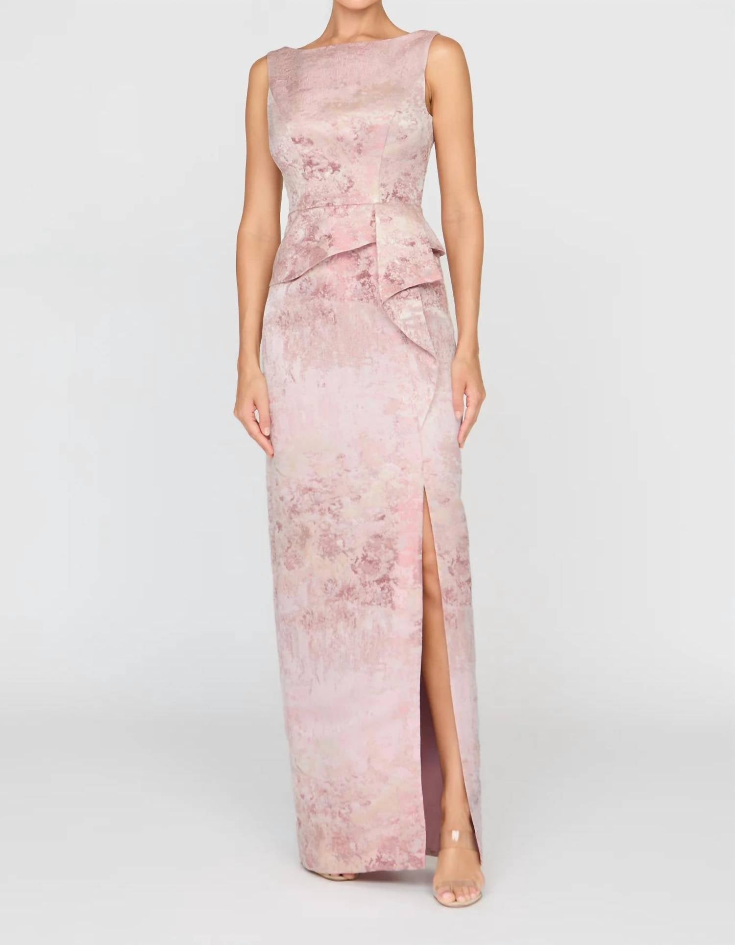 Kay Unger - Luciana Column Jacquard Gown