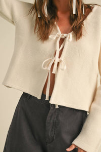Miou Muse - Long Sleeve Tie Front Cardigan