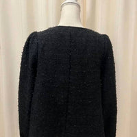 ABLE Front Bow Tweed Long Puff Sleeve Top in black - women's blouse - view 7