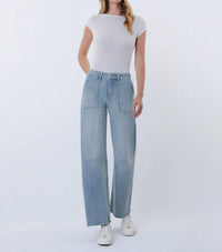 Vervet By Flying Monkey - High Rise Raw Hem Crop Barrel Jeans