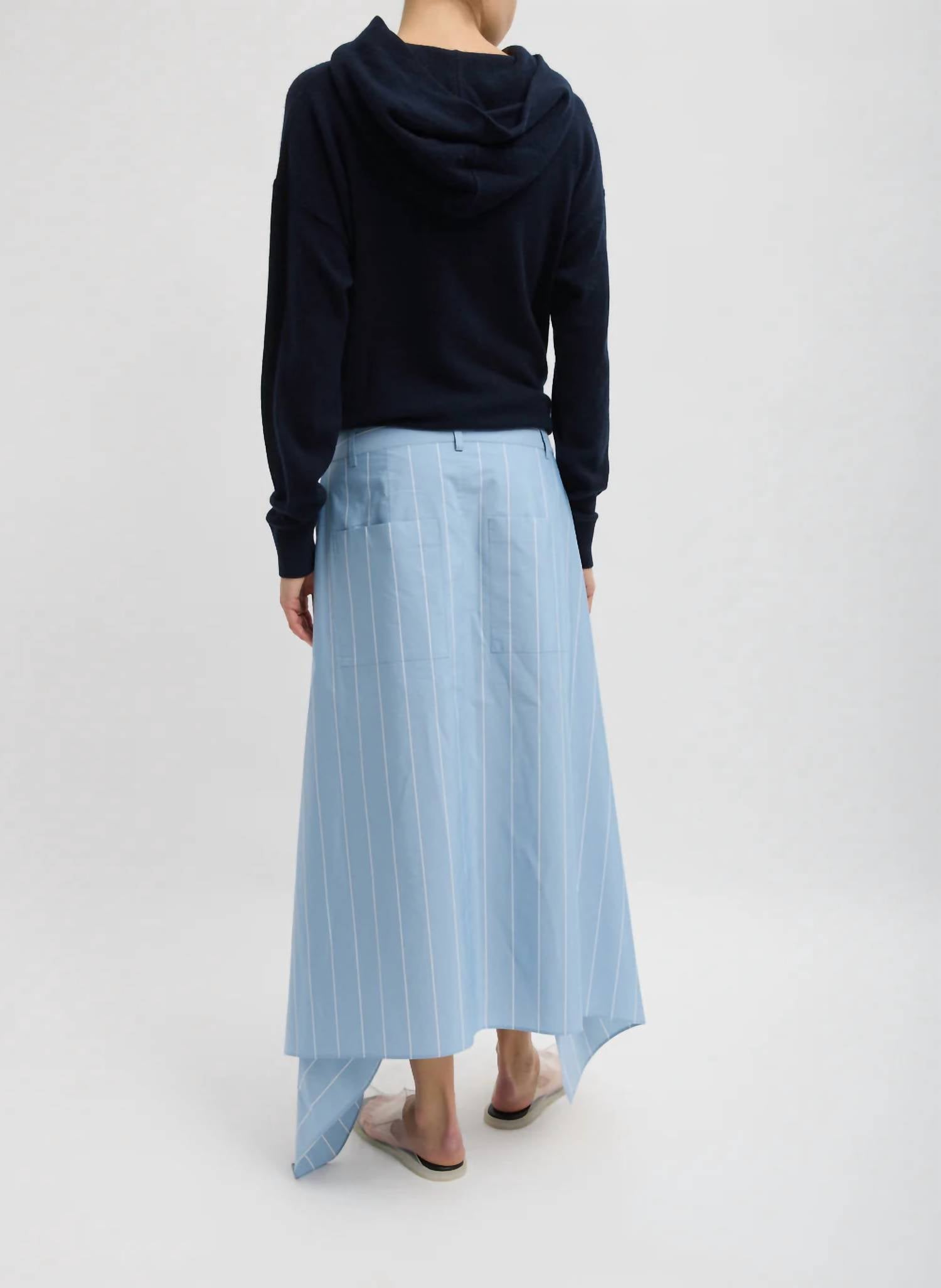 Tibi - Striped Tech Poplin Tie Front Skirt