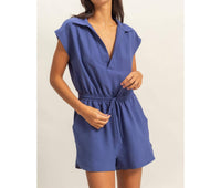Hyfve - Collared Romper with Buttonless Placket