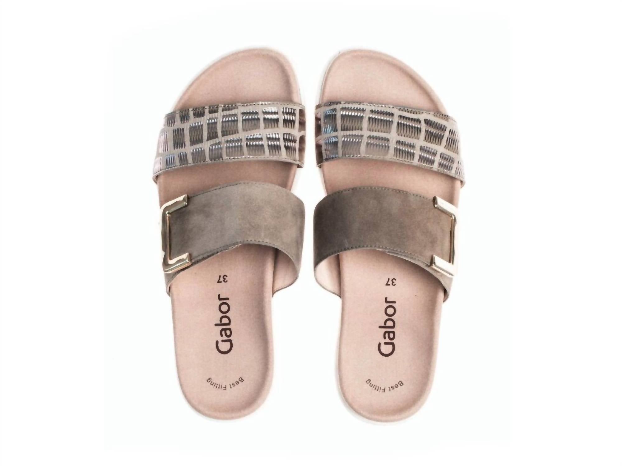 GABOR Women's Casual Platform Sandal in green suede - women's sandal - detail view