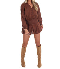 LE LIS Escape Mini Romper in brown - women's pants - alternate view