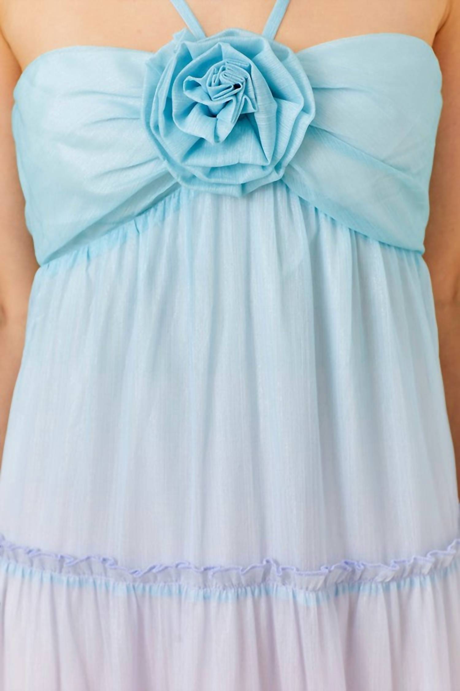 Main Strip 3d Flower Ruffle Trim Ombre Print Maxi Dress in multi ombre - women's dress - view 5