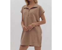 Style Usa - Solid short sleeve sweater dress