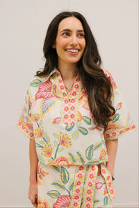 Entro - Seychelles Tropical Print Collared Top