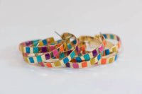 St. Armands Designs Of Sarasota - Women's Enamel Striped Hoop Statement Earrings