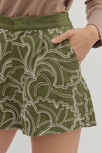 entro Floral Embroidered Shorts in olive - women's shorts - view 4