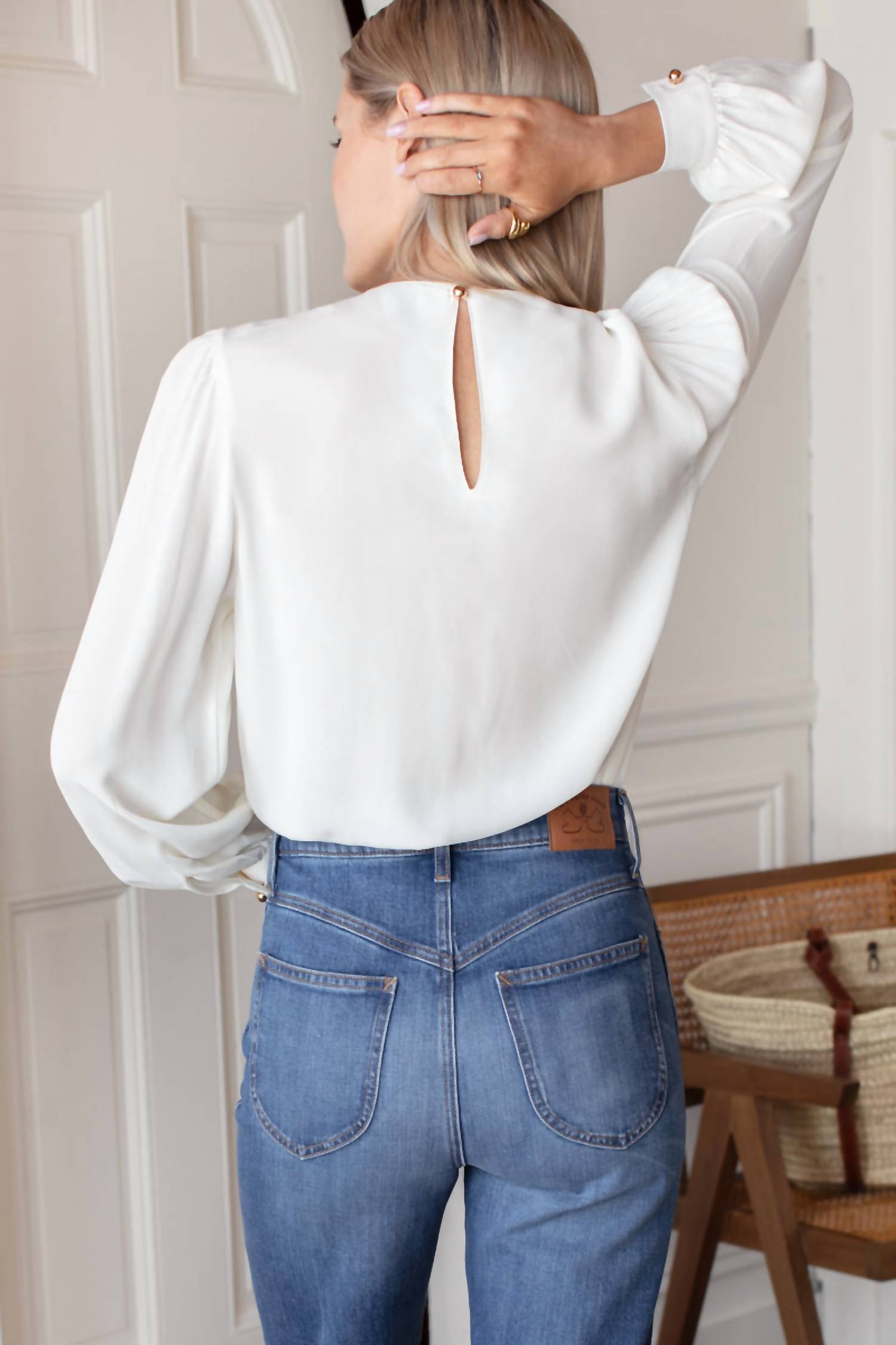 EMERSON FRY Gathered Neckline Blouse in star white - women's blouse - alternate view