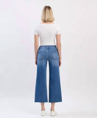 Vervet By Flying Monkey - High Rise Clean Cut Raw Hem Crop Slim Wide Jeans