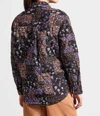 TRIBAL Printed Quilted Jacket in black - women's jacket - alternate view