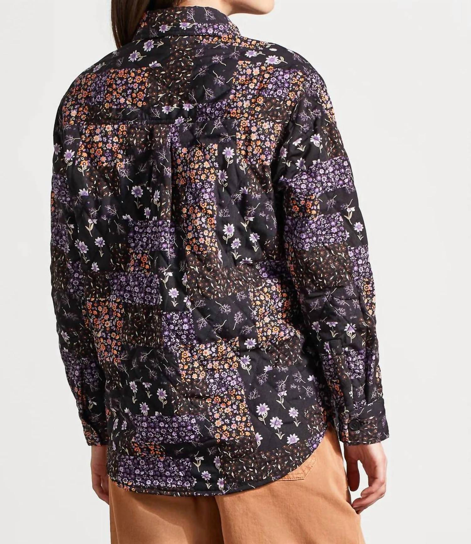 TRIBAL Printed Quilted Jacket in black - women's jacket - alternate view