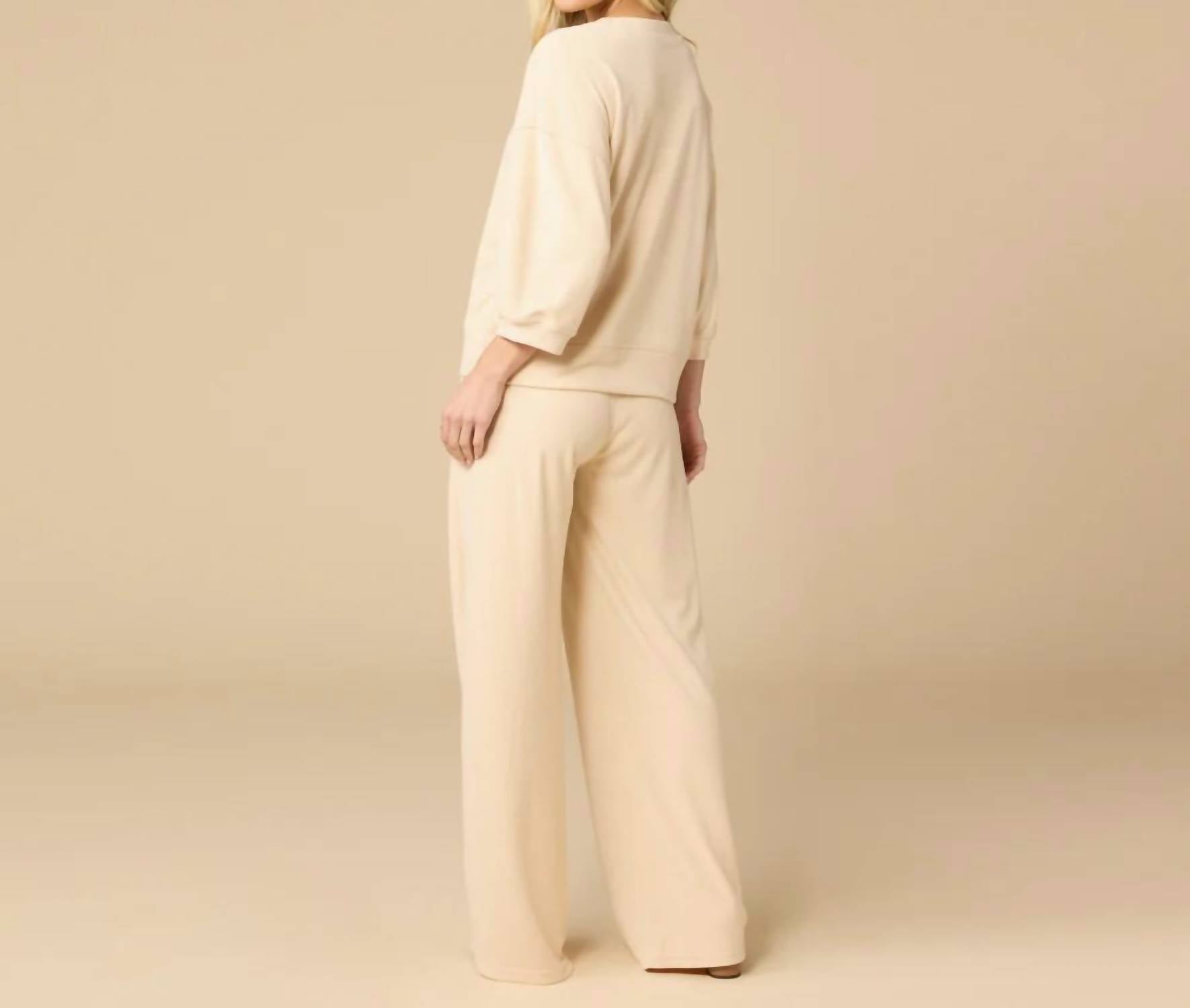 Softies - Terry Cropped Sleeve With Wide Leg Pants Set