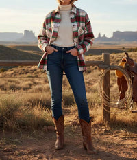 She + Sky - Long Sleeve Button Down Shacket With Front Pockets