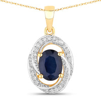 Diana M Jewels Women's Oval Natural Sapphire Pendant Necklace (1.71 Ct) - Classic in 14k yellow gold - women's jewelry