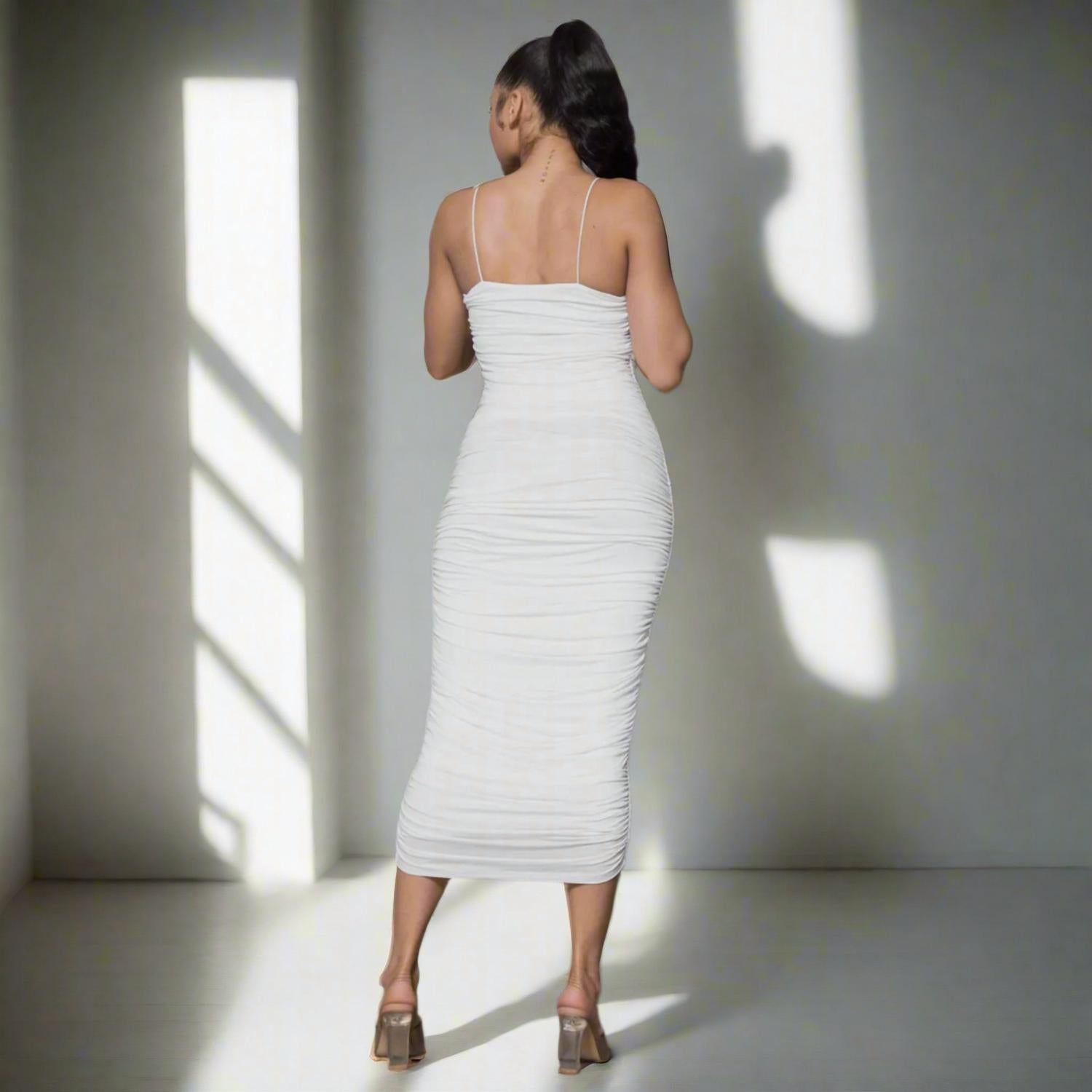 Melrose With Love - Ruched Midi Bodycon Dress