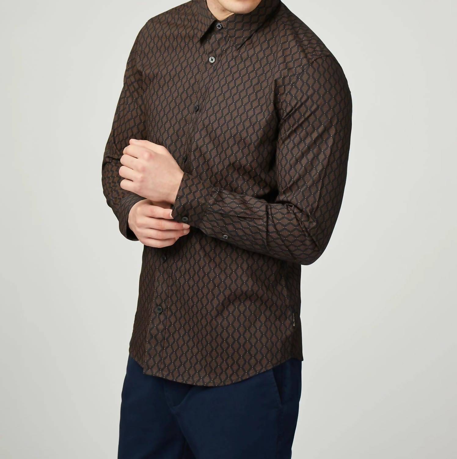 Ben Sherman - Linear Geo Print Long Sleeve Shirt