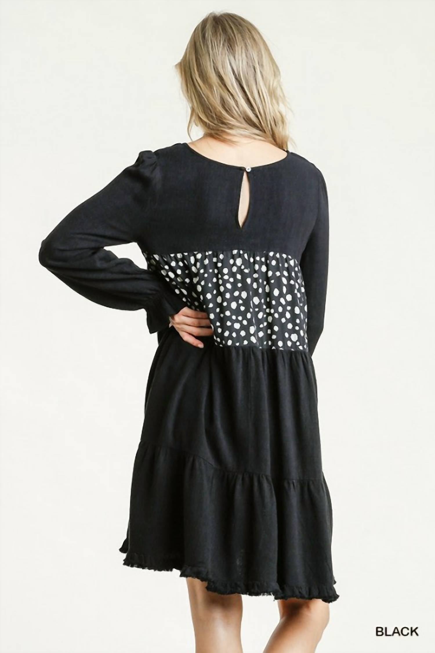 Umgee - Spotted Tiered Fringe Dress