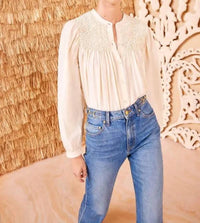 Ulla Johnson Soffia Blouse in cowrie - women's blouse