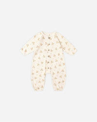 Quincy Mae Kid's Waffle Long Sleeve Jumpsuit in marigold - kids' item - alternate view