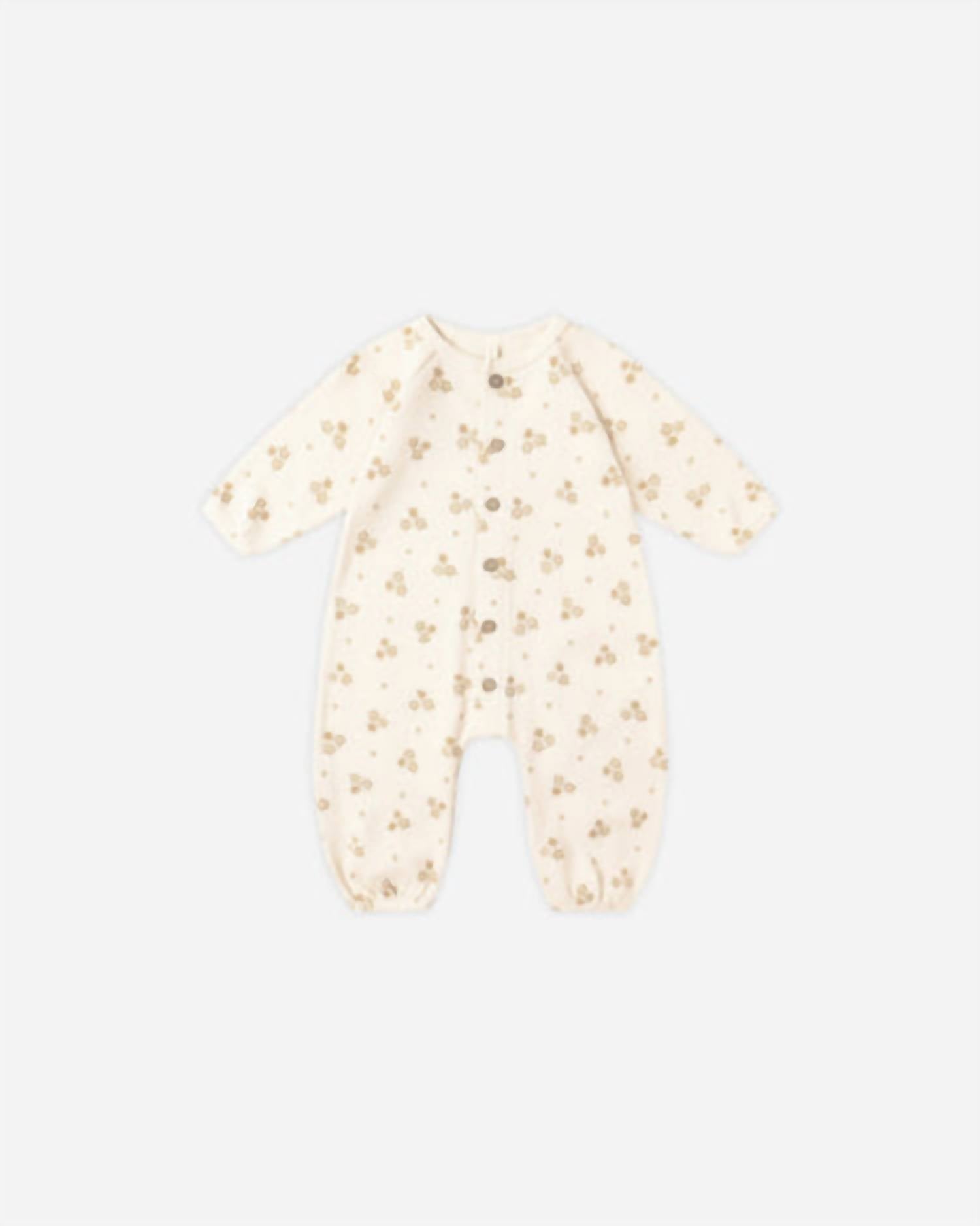 Quincy Mae Kid's Waffle Long Sleeve Jumpsuit in marigold - kids' item - alternate view