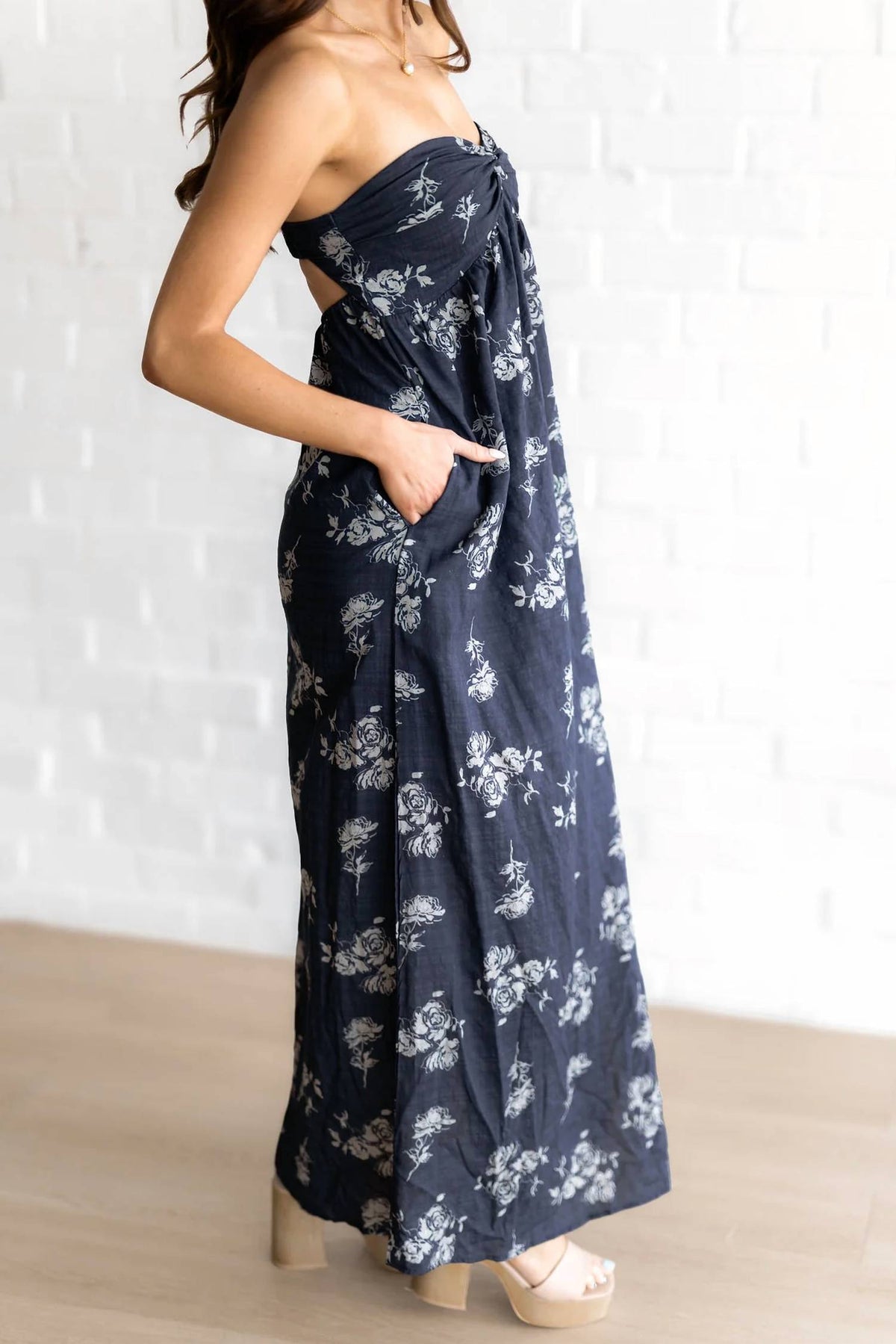 Cozy Co. - Floral Strapless Maxi Dress