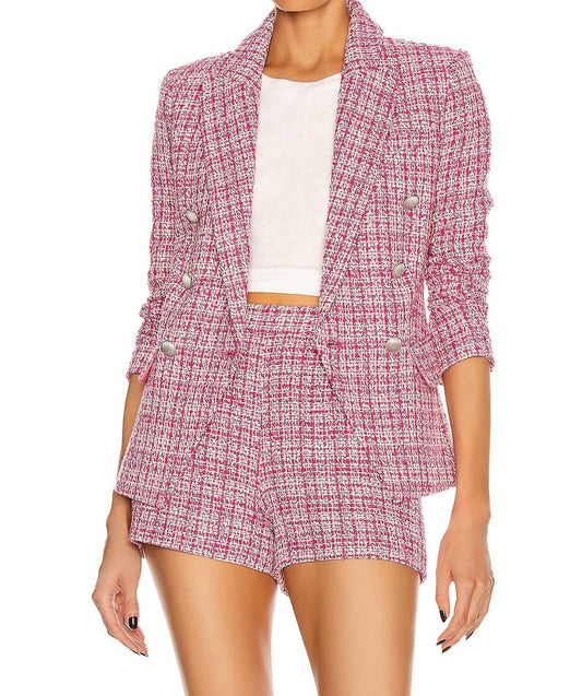 L'Agence - KENZIE TWEED DOUBLE-BREASTED BLAZER AND SHORTS SET