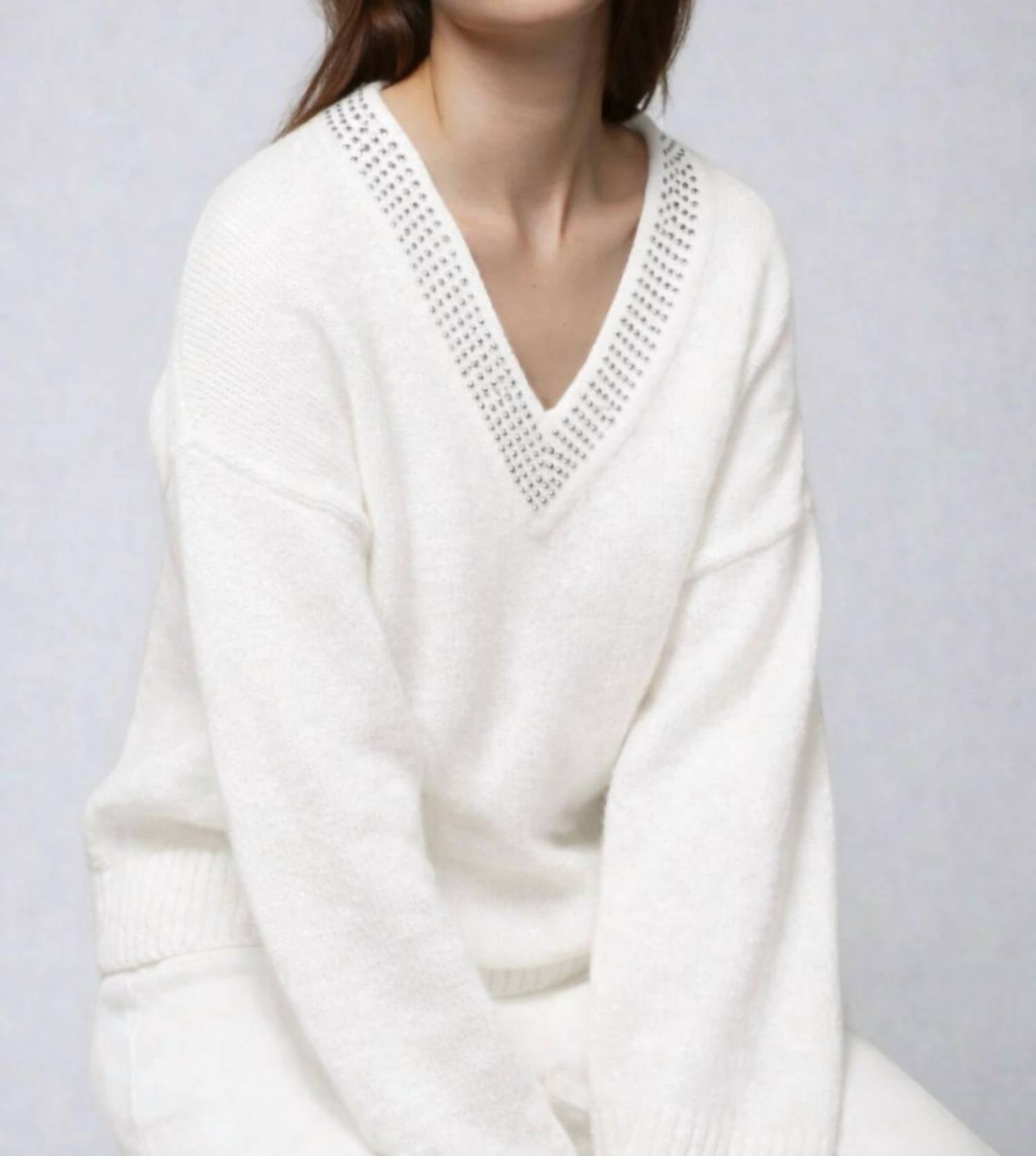 Minnie Rose - Luxe Cashmere Embellished Sweater