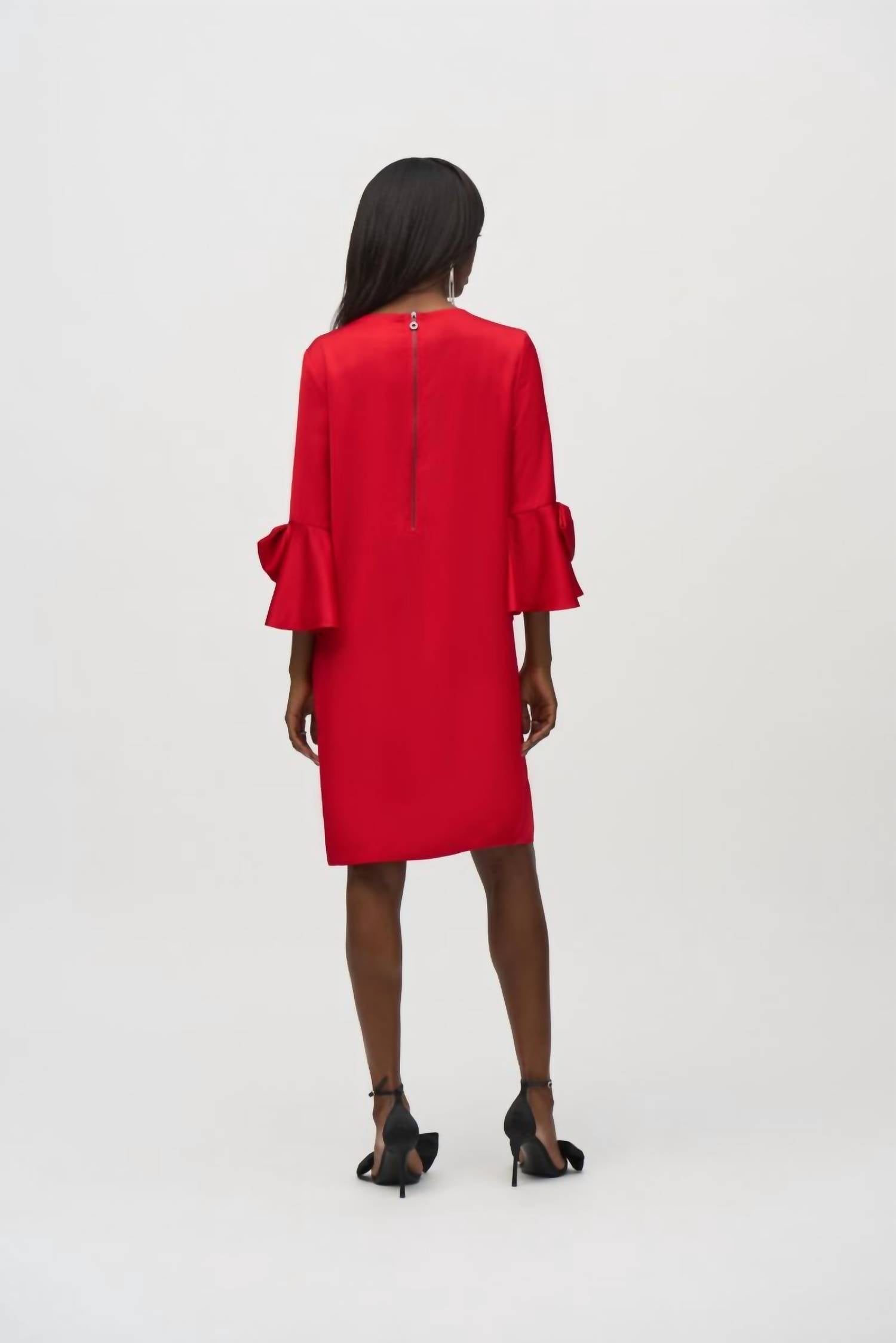 Joseph Ribkoff - Ruffle Sleeve Satin Shift Dress