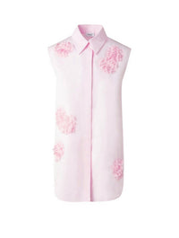Akris Punto - Mesh Carnation Appliqué Sleeveless Blouse
