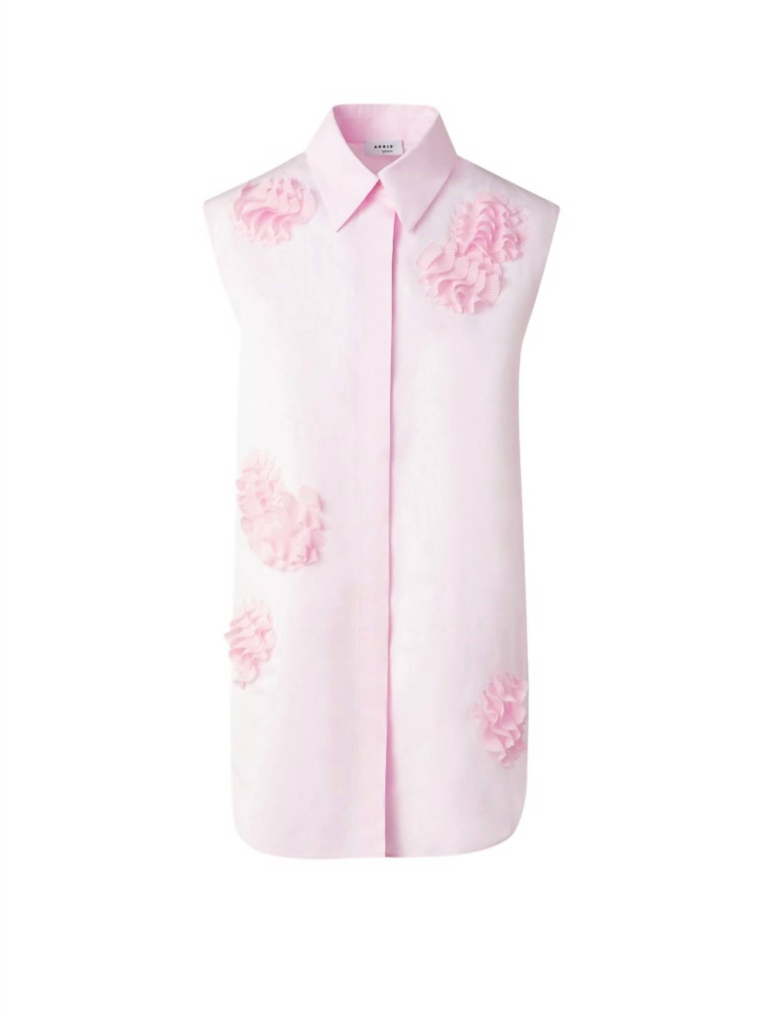 Akris Punto - Mesh Carnation Appliqué Sleeveless Blouse